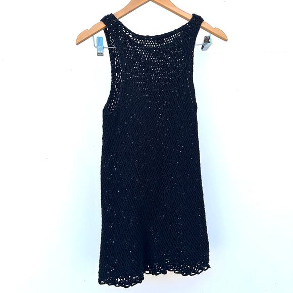 Vince Set Bundle Hand-Knit Crochet Cotton Tank Tops Black Cream Small - Picture 4 of 7